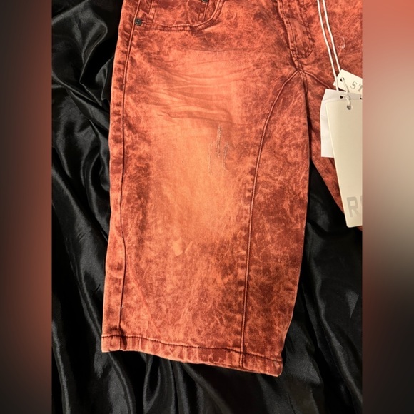 RS7 Royal 7even Red Acid Wash Stretch Denim Shorts Size 30 NWT - Picture 5 of 11